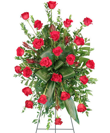 Crimson Departure Standing Spray in Southfield, MI | Southfield Flowers