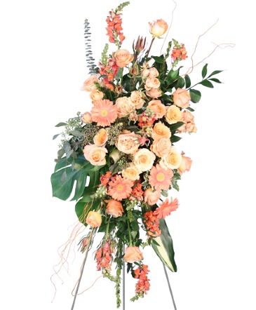 Peach Compassion Standing Spray in Southfield, MI | Southfield Flowers