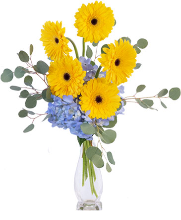 Yellow Blues Floral Arrangement in Southfield, MI | Southfield Flowers